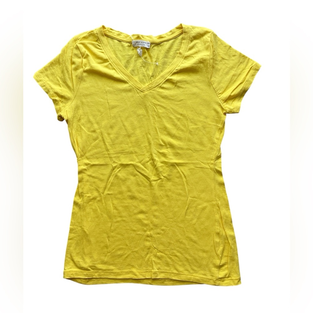 Heart&Hips Top Womens Medium Knit Yellow V Neck